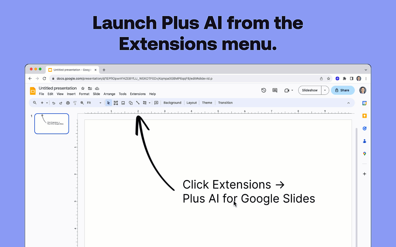 Plus AI(图2) Launch Plus AI from the extensions menu.gif