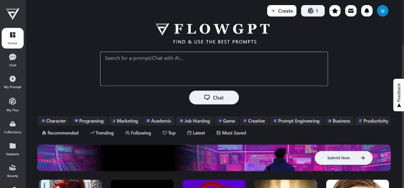 FlowGPT如何使用教程(图2) FlowGPT如何使用教程:搜索AI提示