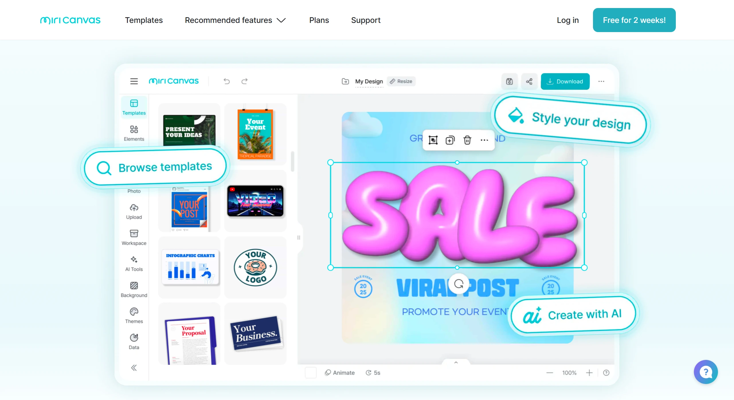 MiriCanvas：一款来自韩国的在线设计工具，专为模板和图形设计打造。.webp