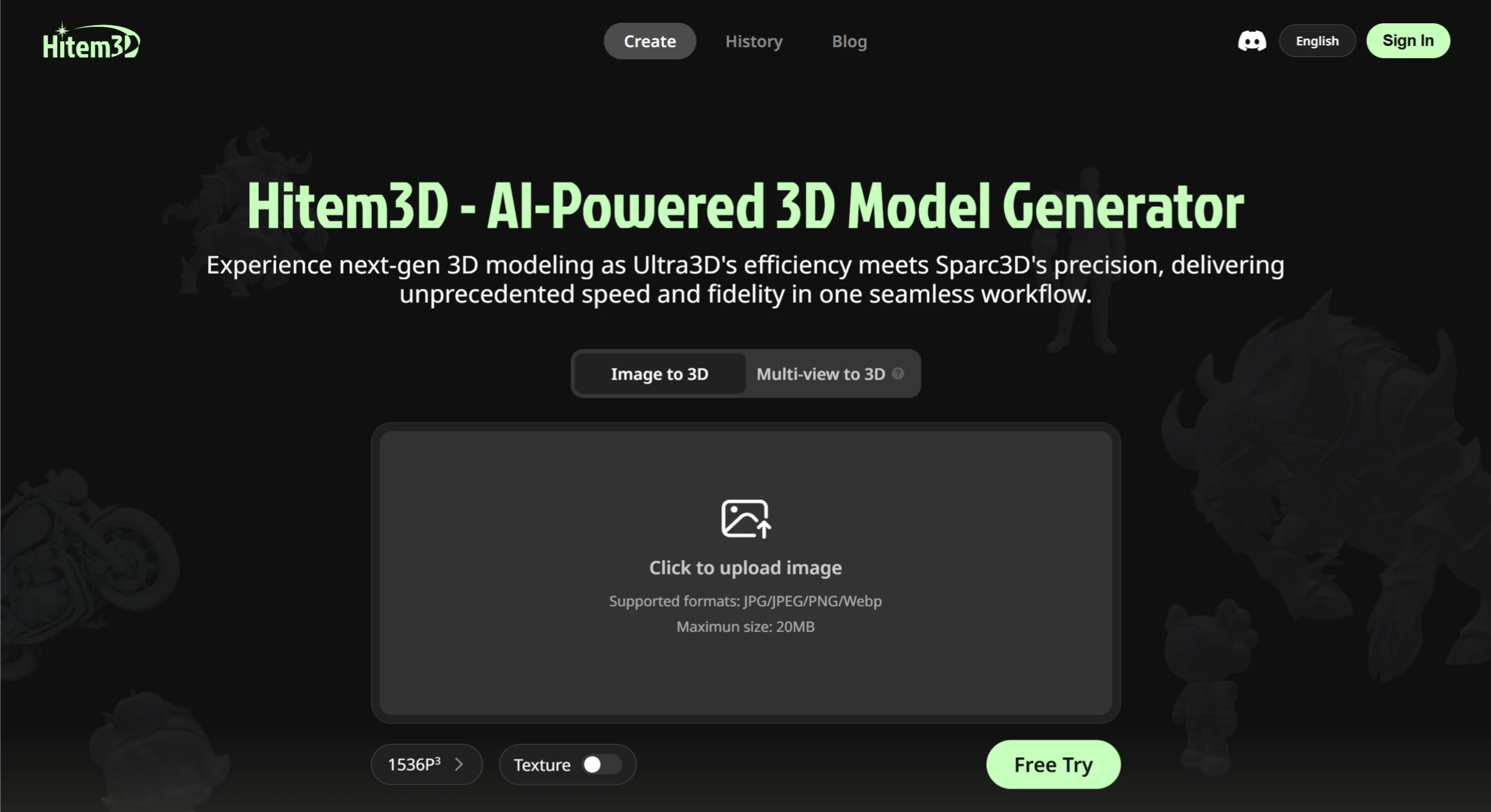Hitem3D AI:基于AI模型Sparc3D的AI驱动3D模型生成工具 Hitem3D AI:基于AI模型Sparc3D的AI驱动3D模型生成工具
