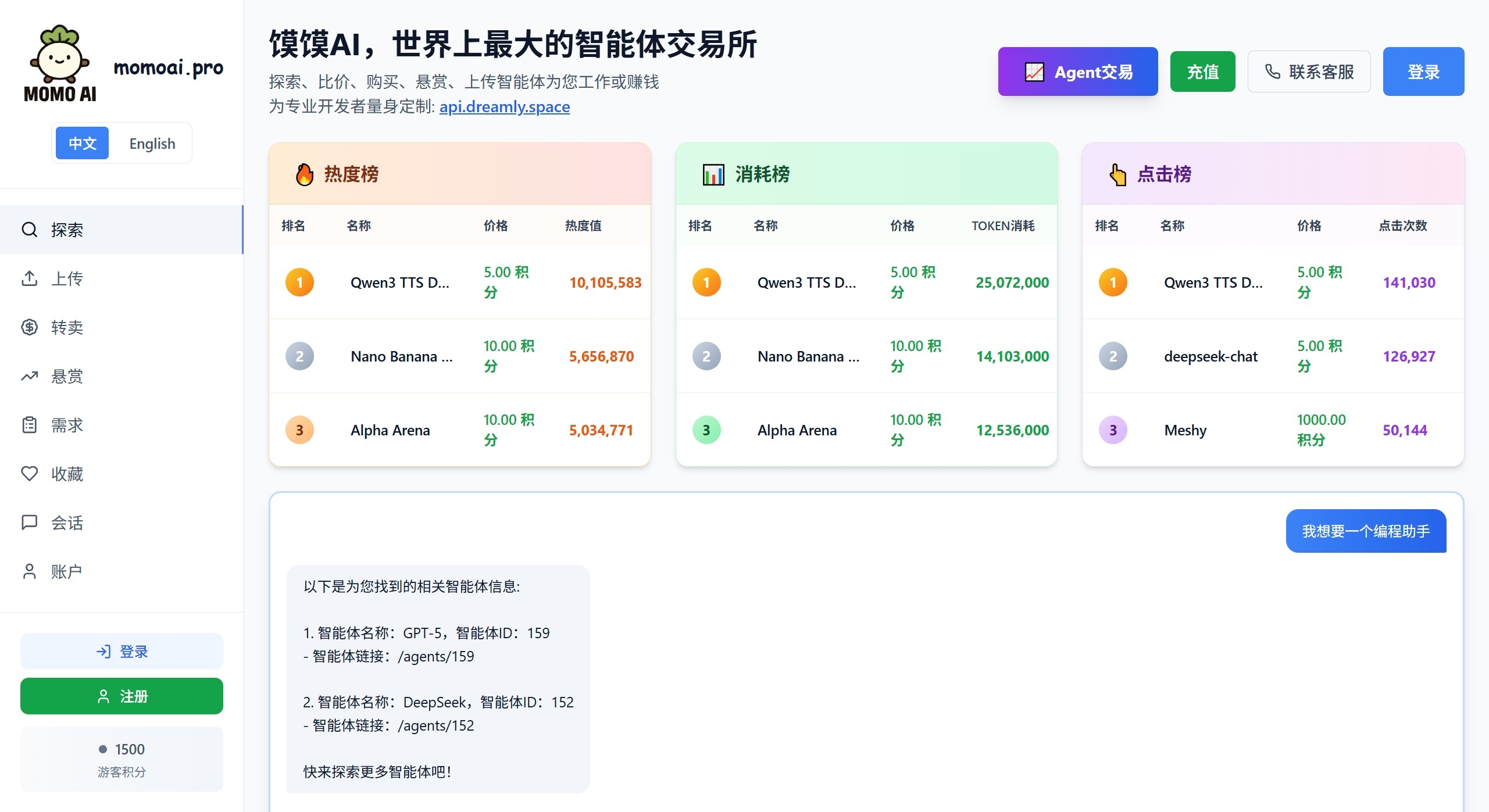 MOMO AI：北京大学团队开发的AI智能体交易平台