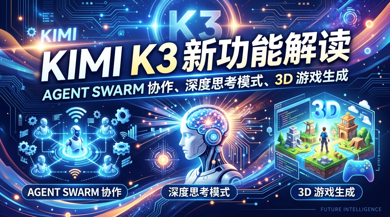 Kimi K3新功能解读：Agent Swarm协作、深度思考模式、3D游戏生成