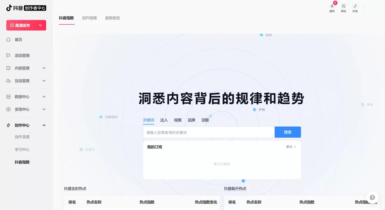 抖音指数查询入口(图1) 抖音指数查询入口 - creator.douyin.com