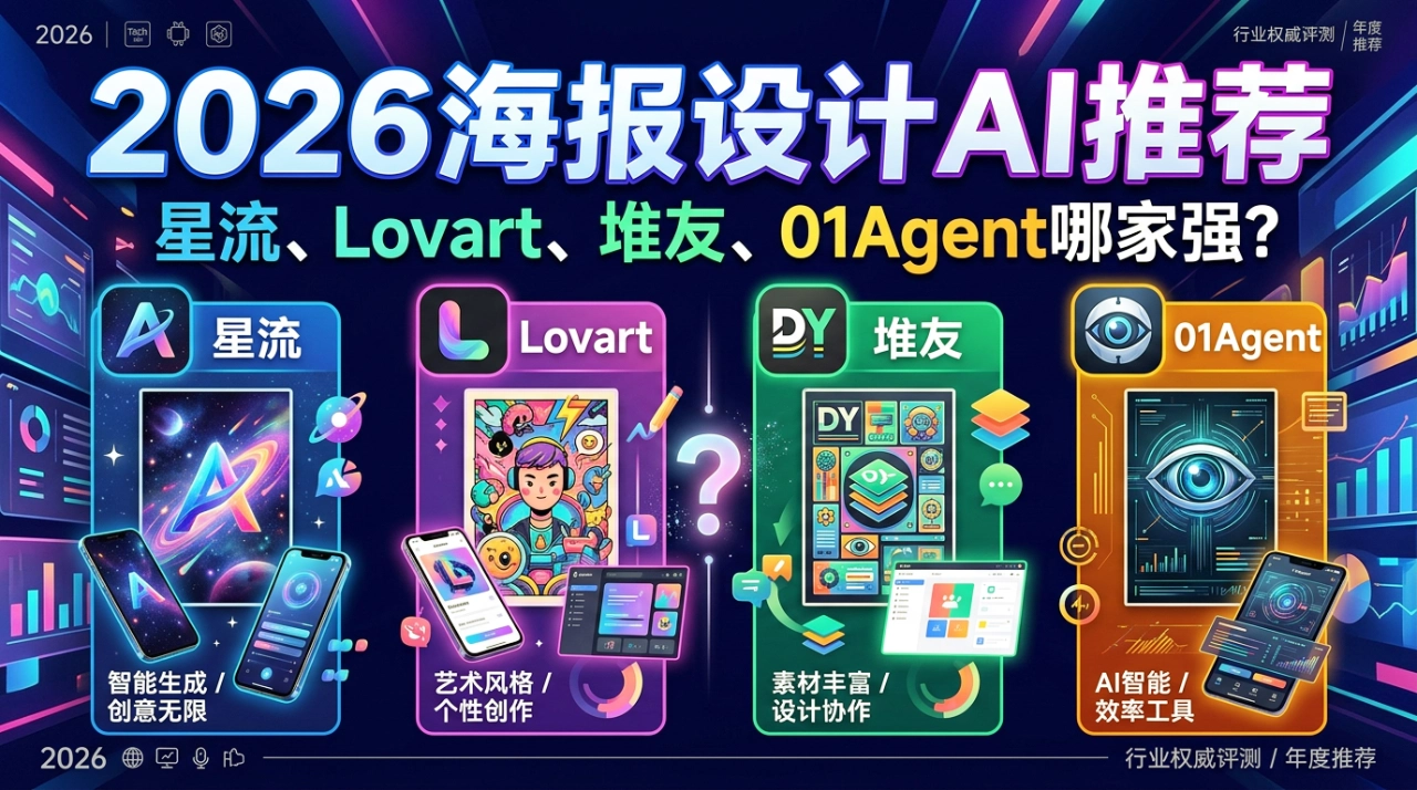 2026海报设计AI推荐:星流、Lovart、堆友、01Agent哪家强?